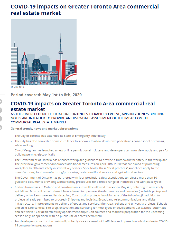 COVID-19 impacts on Greater Toronto Area commercial real estate market